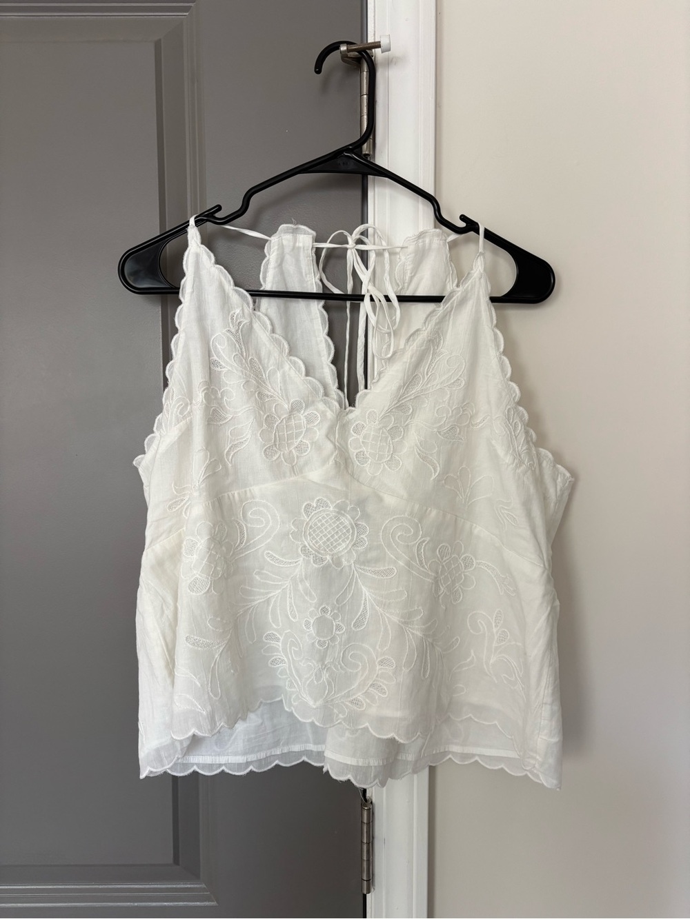 NWOT American Eagle White Embroidered Halter Tank